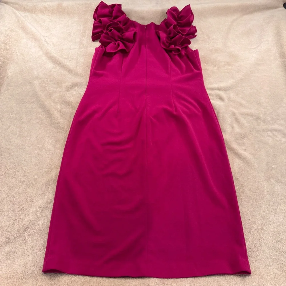 Fuchsia Pink Ruffle Cocktail Shift Dress Wedding‎ Formal Party Mother Bride Sz12